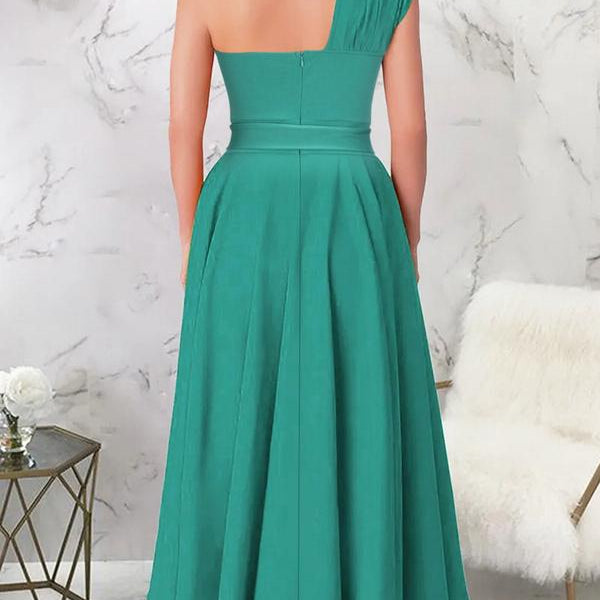 One-Shoulder Wrap Maxi Dress