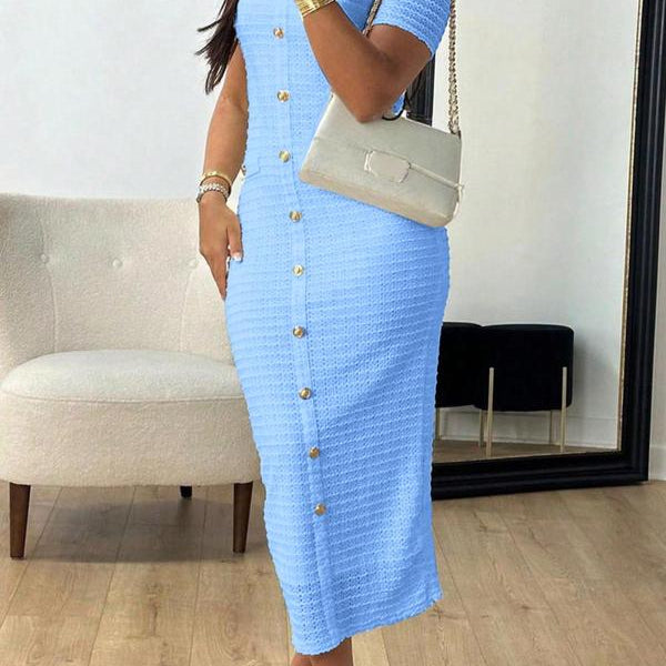 Signature Button-Front Midi Dress