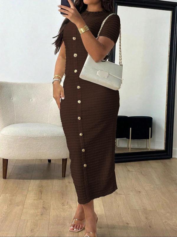 Signature Button-Front Midi Dress