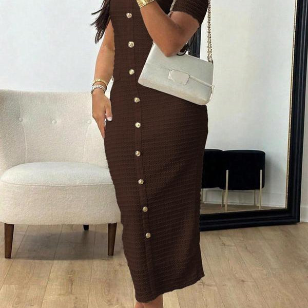 Signature Button-Front Midi Dress