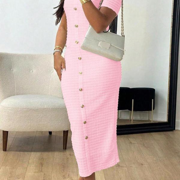 Signature Button-Front Midi Dress