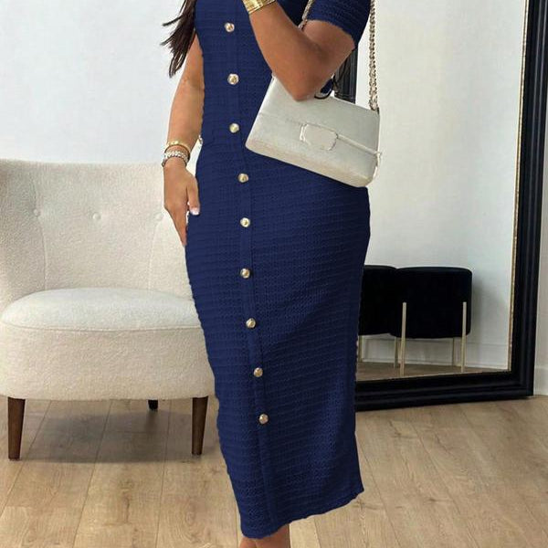 Signature Button-Front Midi Dress