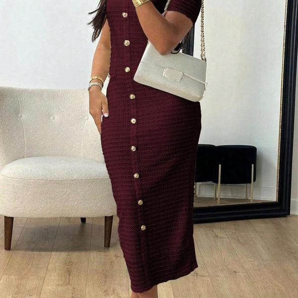 Signature Button-Front Midi Dress