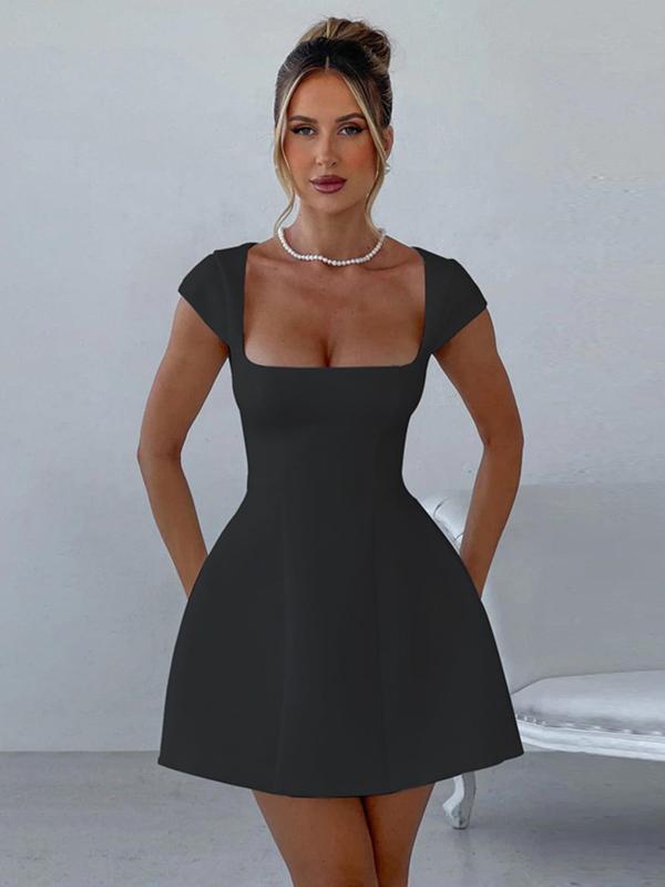 Sculpted Square-Neck Mini Dress