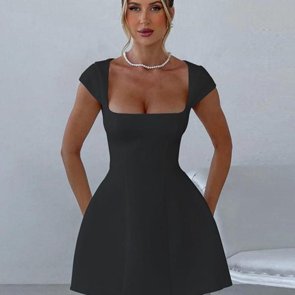 Sculpted Square-Neck Mini Dress