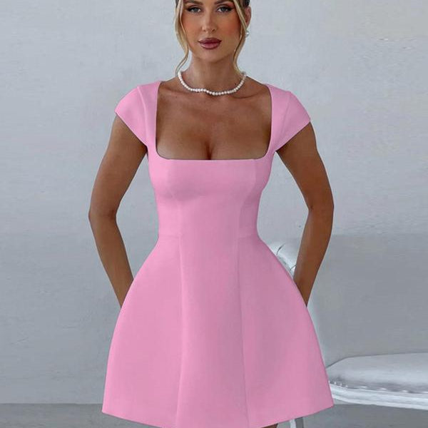 Sculpted Square-Neck Mini Dress