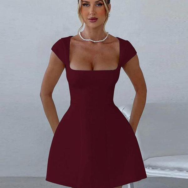 Sculpted Square-Neck Mini Dress
