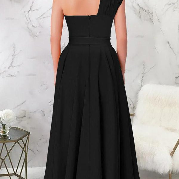 One-Shoulder Wrap Maxi Dress